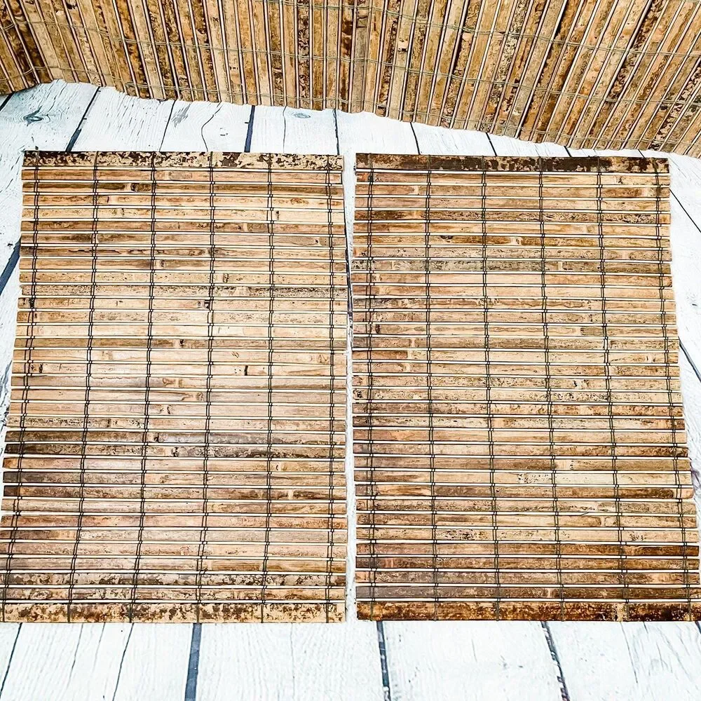 Vtg Lot 8 Nautical Bamboo Reed Wood Placemats & Table Runner Tiki Bar Tropical